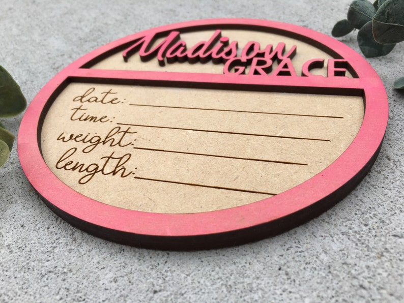 Baby Girl Birth Announcement Sign Birth Stats Plaque Engraved Etsy
