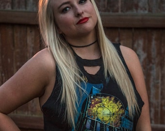 Distressed Def Leppard Pyromania Custom Cut Sleeveless Shirt