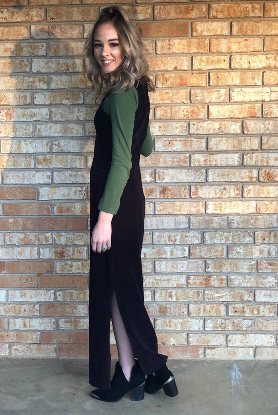 Sagittarius Collection- Deep Purple Sleeveless Suede Leather Maxi Dress Size 0