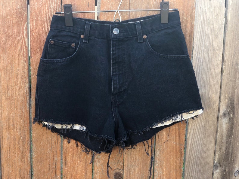 Vintage Route 66 Cut off Black Denim Hot Shorts With UFO Flair - Etsy