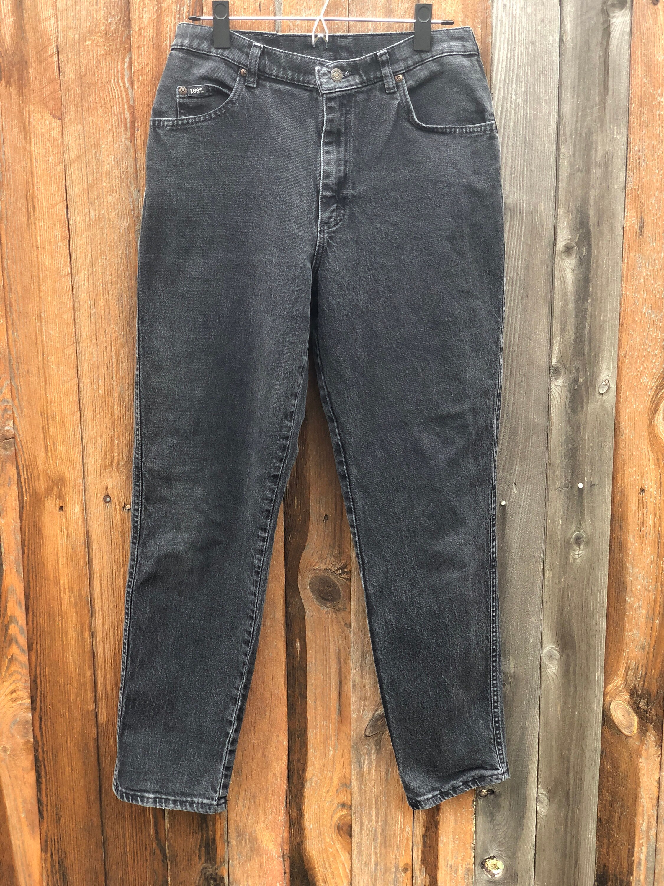 High Rise Waist Washed Black Denim Lee 