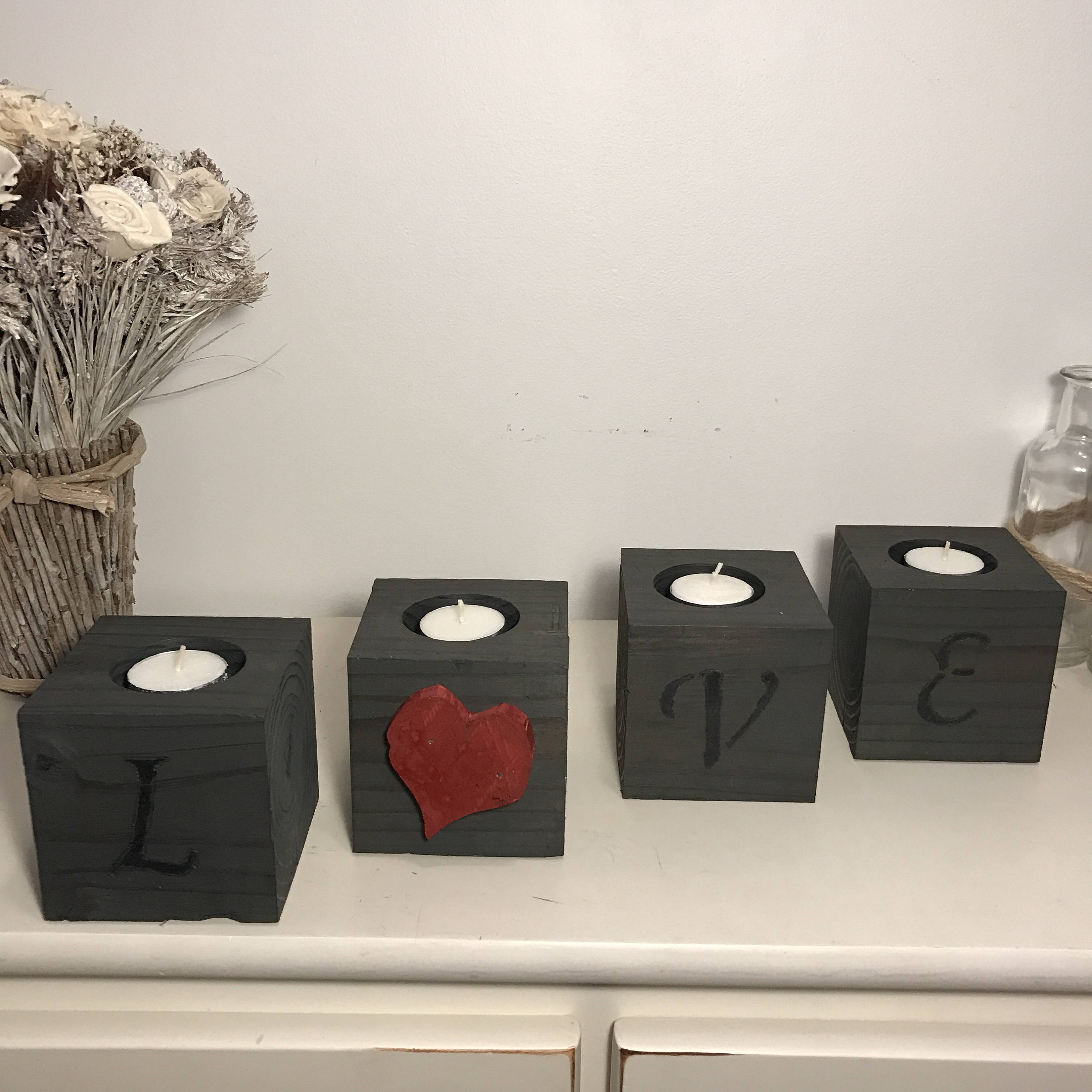 Set of 4 Rustic Wood Block Candle Holder Rustic Home Decor Etsy