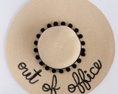 Sequin Floppy Beach Hat 'Out of Office'