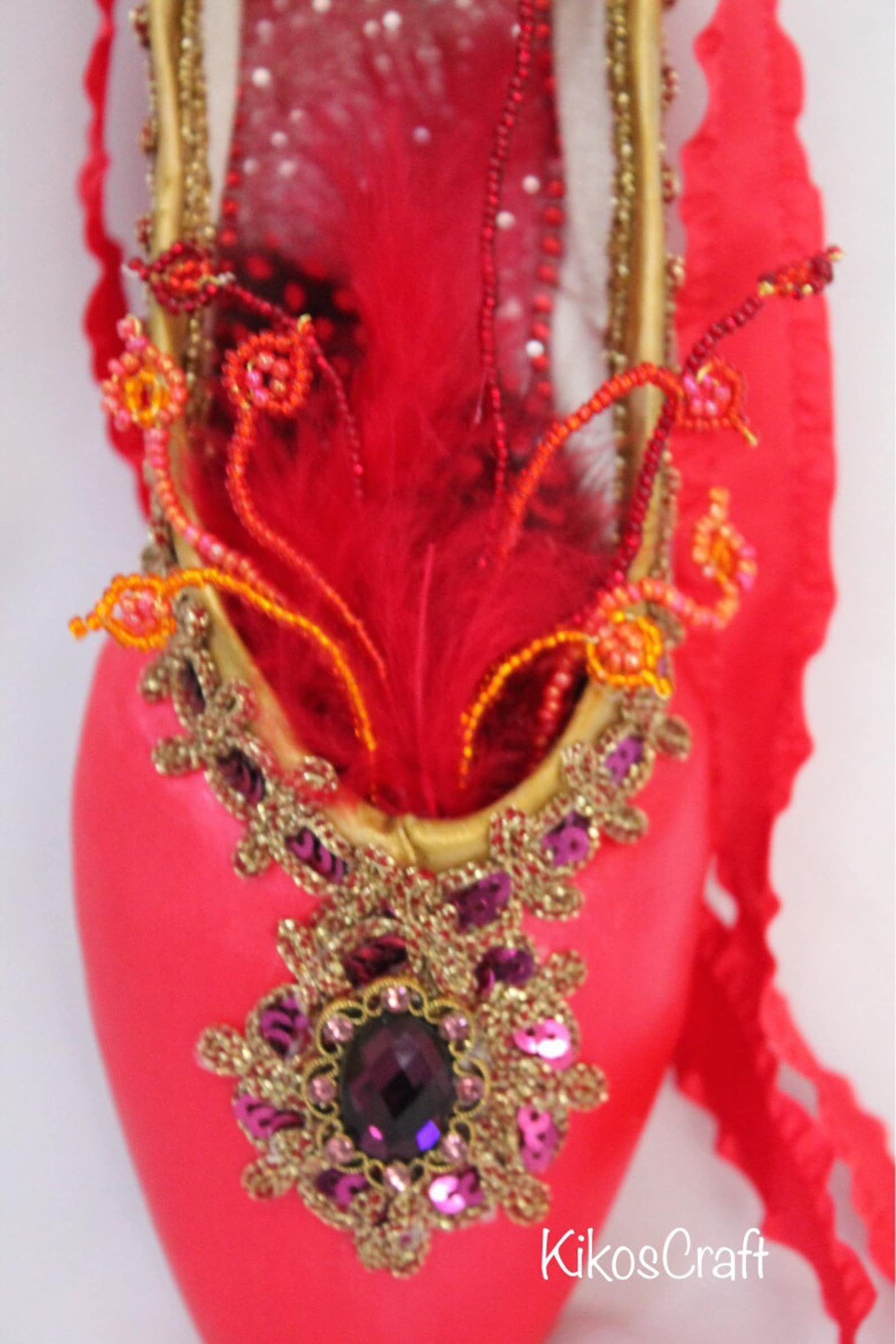 decorated pointe shoe: firebird,sleeping beauty, fairy, ballet variations,ooak ballet gift, yagp gift, competition gift decorated pointe shoe: firebird,sleeping beauty, fairy, ballet variations,ooak ballet gift, yagp gift, competition gift