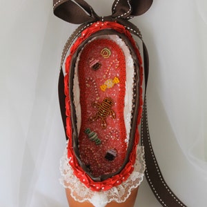 Decorated Pointe Shoe: Nutcracker,Kingdom of Sweets, Gingerbread, Polichinelles, Candies, Bonbons,Nutcracker Gift,OOAK Holiday gift