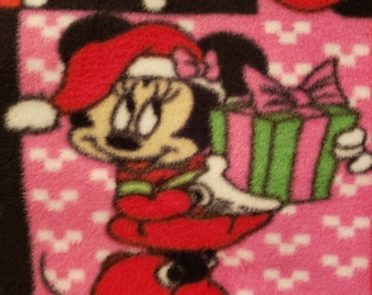 Fleecedecke - WEIHNACHTEN MINNIE MAUS - 100 x 100m; Überwurf, Baby, Hundekatze warm kuschelig flauschig leicht atmungsaktiv plüsch