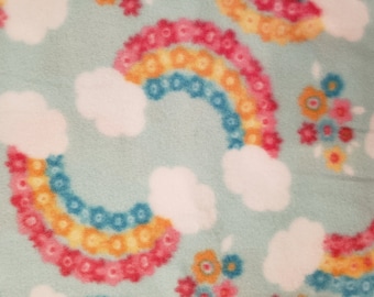 Cobertor de lã – ARCO-ÍRIS E NUVENS – Cobertor de lã sem costura 52" x 58"; Lançar, bebê, cachorro, gato, quente, macio, aconchegante, fofo, pelúcia leve e respirável