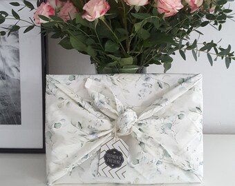 Furoshiki fabric wrapping, Eucalyptus, reusable fabric gift wrap, birthday, valentine gift wrap