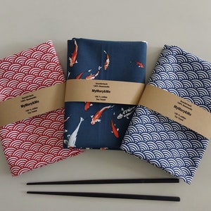 Tea towel Japan, koi kitchen towel, waves tea towel, asian kitchen towel, Japanese cuisine, house warming gift, furoshiki