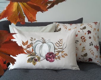 Cushion cover Happy Fall, Fall pillow, fallen leaves pillow, pumpkin pillow, fall decor