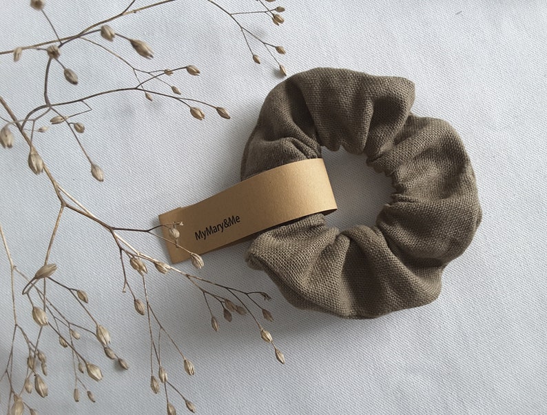 Scrunchie Driftwood, natural linen scrunchie Mud