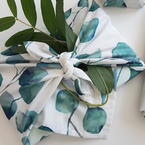 Furoshiki tela tela eucalipto, packaging sostenible, reutilizable, fiesta de verano, boda, cumpleaños, navidad, envoltorio de regalo imagen 2