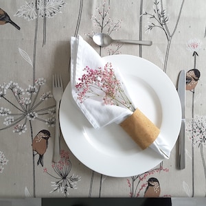 Birds and flowers table cloth, blossom table runner, romantic wedding