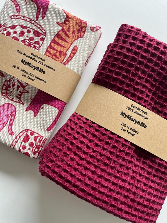 Lot De 3 Torchons De Cuisine 100% Coton Gaufré | 70x50 Cm, Violet | Très Absorbant, Lavable Machine 60°C