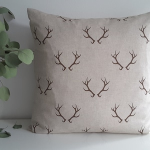 Antler cushion cover, minimalistic fall and winter pillow, Scottish Christmas, xmas pillow, winter throw  pillow