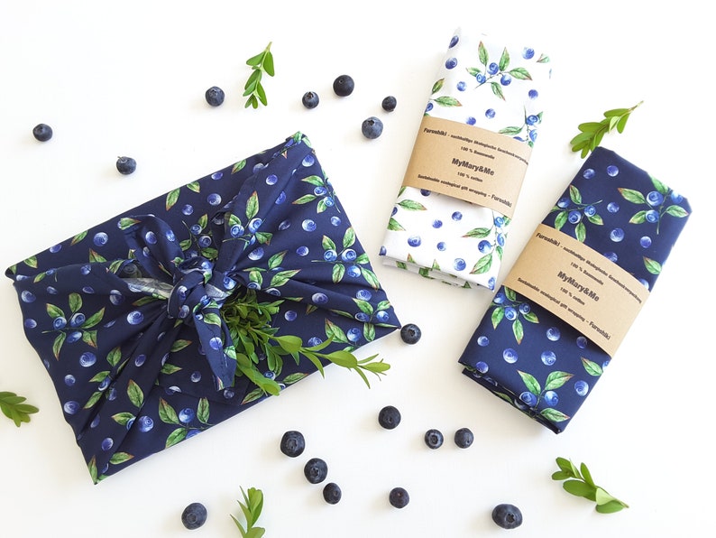 Furoshiki fabric wrapping, Blueberries image 1