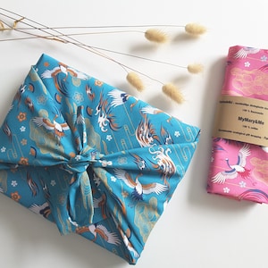 Tessuto Furoshiki, imballaggio sostenibile, riutilizzabile, gru Furoshiki