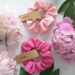 Leinen Scrunchie &quot;Peony Garden&quot;, Leinenscrunchie, Haarband Leinen, Haargummi Leinen, Linen Scrunchie