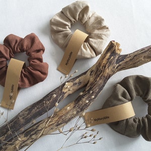 Leinen Scrunchie &quot;Driftwood&quot;, Leinenscrunchie, Haargummi 100% Leinen