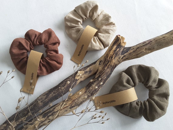 Scrunchie driftwood Natural Linen Scrunchie Etsy