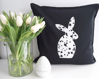 Easter Bunny cushion cover, easter pillow, available in black, grey and rosé