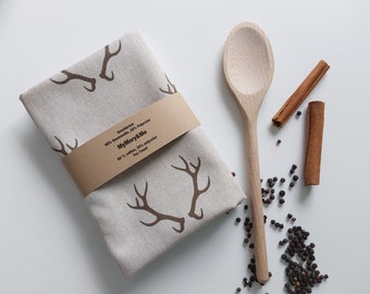 Antler tea towel, hygge tea towel, deer tea towel