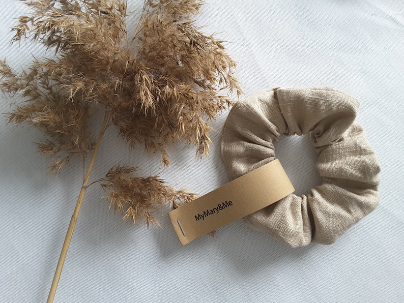 Scrunchie Driftwood, natural linen scrunchie Sand