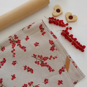 Theedoek bessen, herfsttheedoek, theedoek rode bessen, herfsttheedoek, hygge wonen, landhuiskeuken