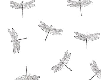 Sello de goma con forma de libélula tallado a mano: Impresión en cerámica y textiles (4 cm)