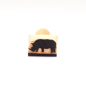Sello de rinoceronte, sello de rinoceronte, sello de madera, tallado a mano, sello de madera, bloque de madera, bloque de impresión, sello con su nombre