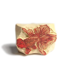 Goldfisch Stempel, Goldfisch Stempel, Stempel Fisch, Holzblock, Druckform, Tonstempel, Keramik Stempel, Postkarten Stempel