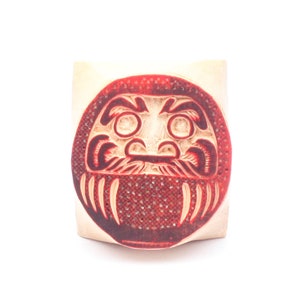 Tampon Daruma, tampon Fortune, sculpté à la main, tampon en bois, impression au bloc, tampon en argile, tampon de poterie, tampon de carte postale