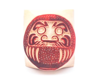 Carimbo de madeira Daruma esculpido à mão: Impressão em bloco Fortune (40 x 20 mm)