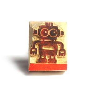 Sello robot, sello con su nombre, sello personalizado, sello de madera, tallado a mano, bloque de impresión, regalo personalizado