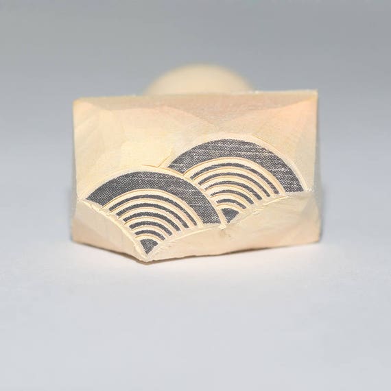 Hand Carved Wave Pattern Stamp: Pottery Clay & Postcards