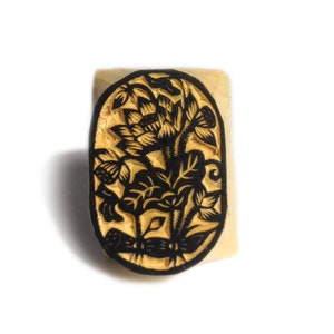Lotus-Stempel, Lotus-Blumenstempel, Holzstempel, von Hand geschnitzt, Druckblock, Ton-Stempel, Keramik-Stempel, Postkartenstempel