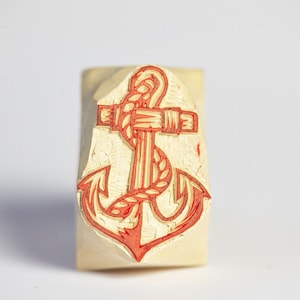 Hand Carved Wooden Anchor Stamp: Pottery, Clay, Postcards