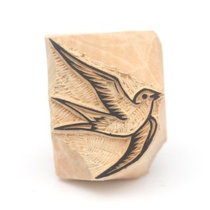 Swallow stamp, bird stamp, wooden stamp, hand carved for Filofax,Post Card, Planner, Scheduler, Calendar, Printing