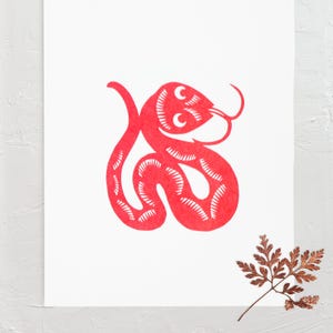 Schlange Stempel, Chinesisches Sternzeichen Stempel, Holzstempel, handgeschnitzt, Druckform, Tonstempel, Keramik Stempel, Postkarten Stempel