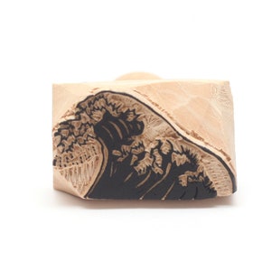 Welle Stempel, japanische Stempel, Holzstempel, von Hand geschnitzt, Ton-Stempel, Keramik-Stempel, Postkarte Stempel