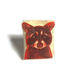 Tampon raton laveur, tampon animal, tampon animal de compagnie, bloc de bois tampon en bois, sculpté à la main, bloc d'impression, tampon personnalisé