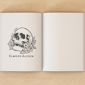 Skull Ex Libris Stamp: Hand Carved Bookplate Stamp (2 Inches)