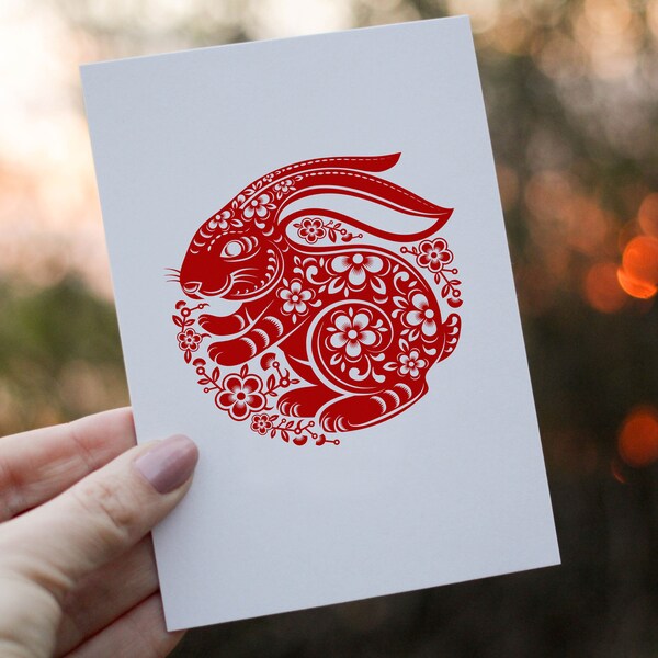 Rabbit stamp, chinese zodiac stamp, wooden stamp, hand carved, printing block, clay stamp, pottery stamp, postcard stamp