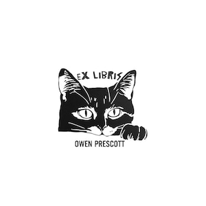 Sello de gato que mira a escondidas, sello de Ex-libris, sello de biblioteca, sello de libro, sello de goma, tallado a mano, bloque de impresión, sello de cerámica