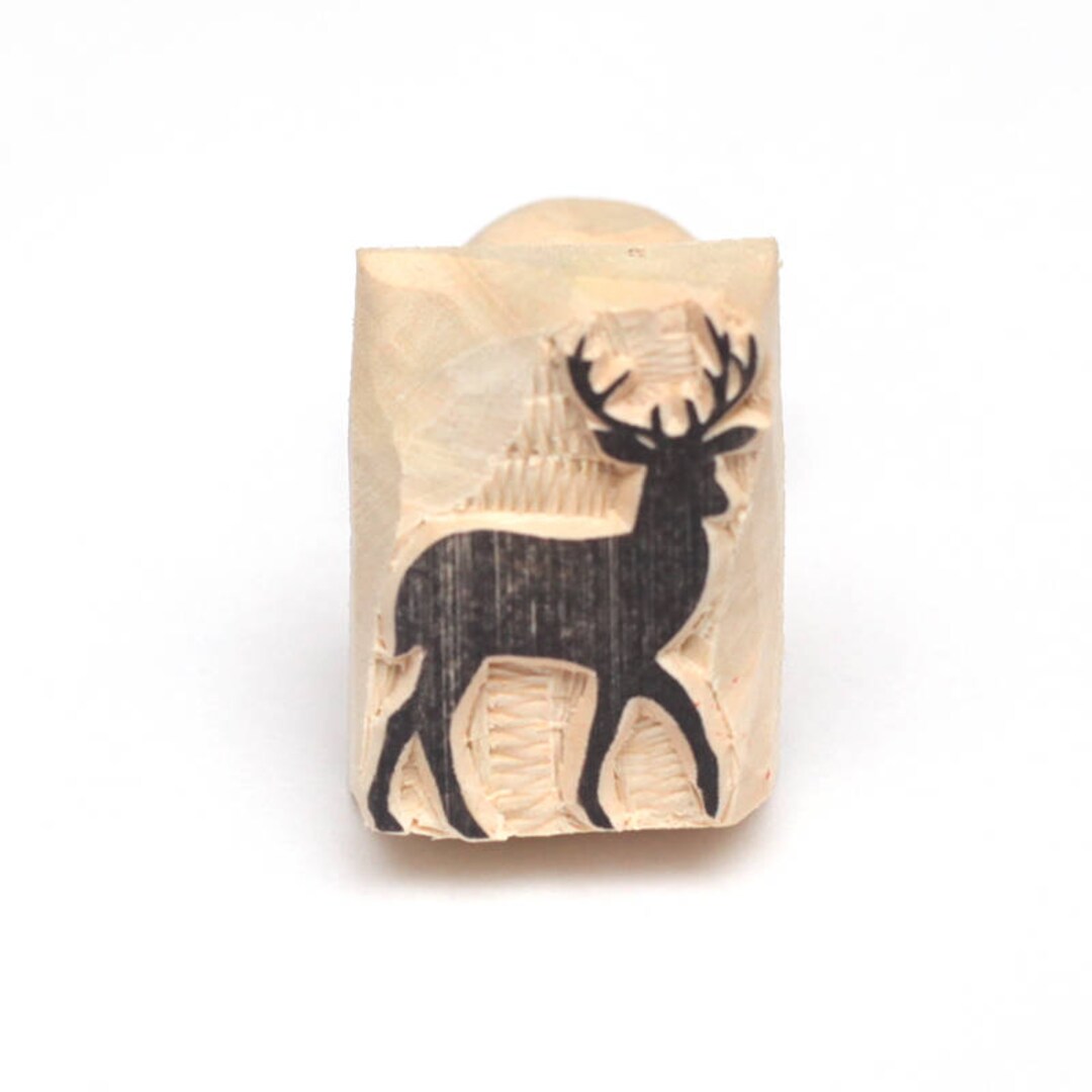Deer Stamp, Wooden Stamp, Hand Carved, Clay Stamp, Pottery Stamp