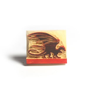 Dragon stamp, Winged dragon stamp, stamp with your name, wooden stamp, wooden block, hand carved, printing block, gift