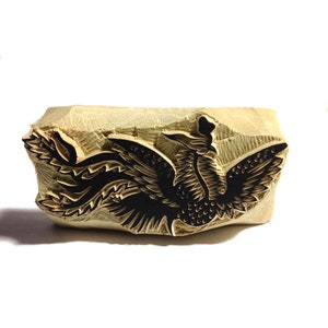 Tampon Phénix, tampon en bois, tampon sculpté à la main, tampon en argile, tampon de poterie, tampon de carte postale