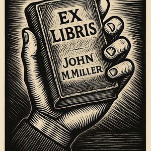 Ex Libris Stempel, Bibliothek Stempel, Buch Stempel, Gummistempel, handgeschnitzt, Druckform, Postkarten Stempel