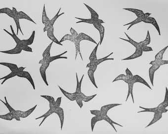Swallow Bird Stamp Set: Hand Carved Pattern Stamps (3cm)