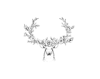 Deer rubber stamp Stamp: Hand Carved Printing Block, Pottery Stamp (2 inch)